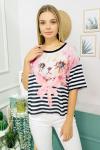 146969 Cizgili Baskili Tshirt